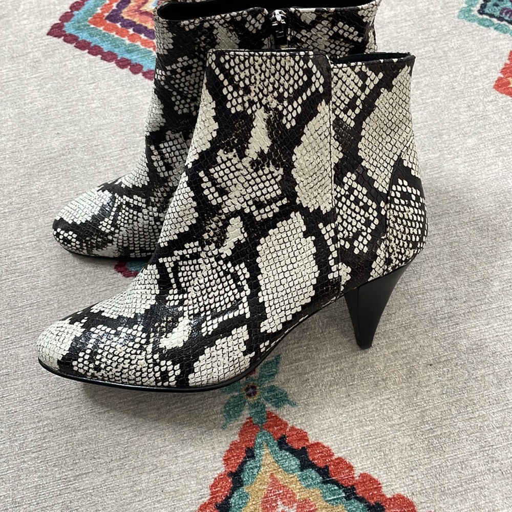 IRO Black and White Snake-Print Ankle Boots